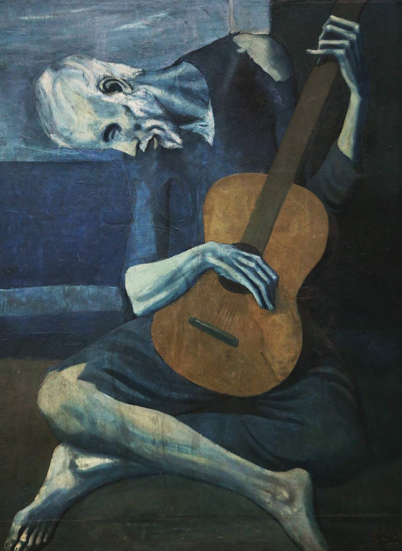 Palace Learning The Old Guitarist by Pablo Picasso Poster Print 1903 - LAMINATED - Old Man with Guitar Wall Art - 18" x 24" - Image 1
